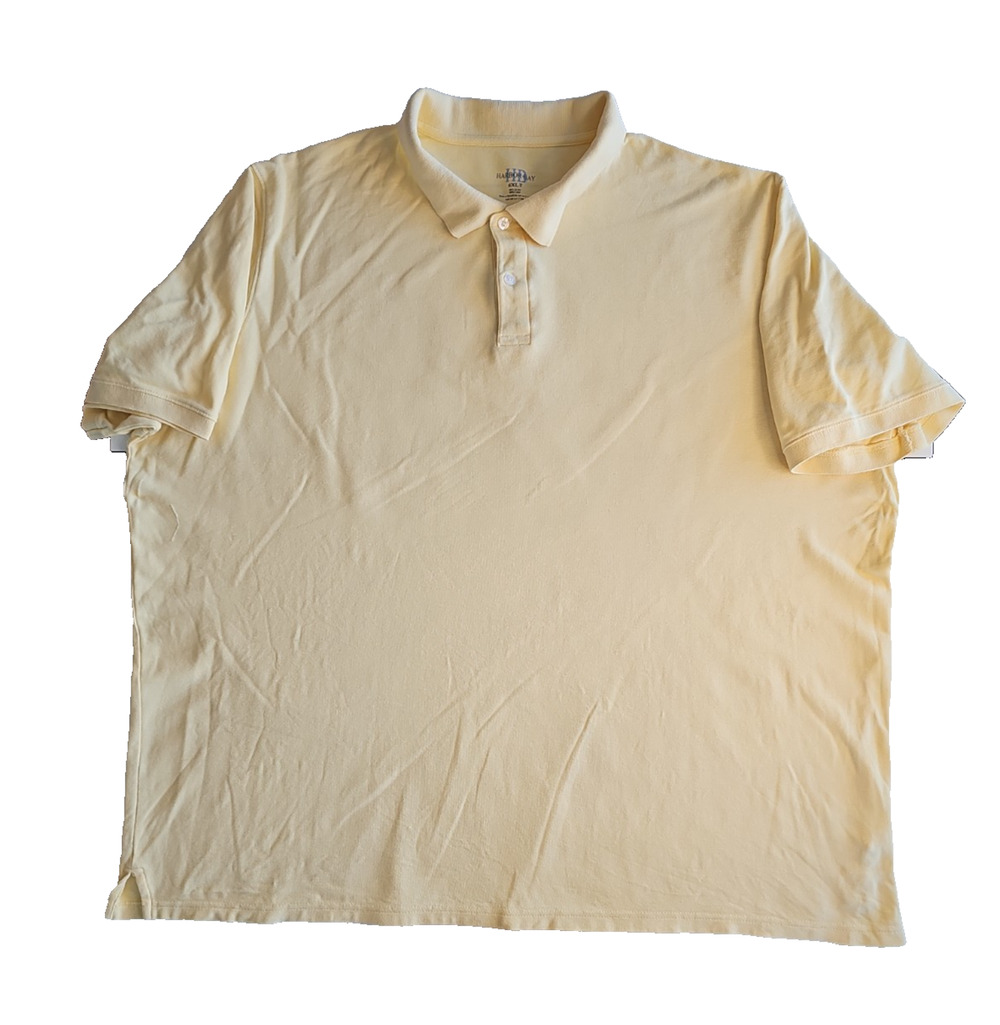 Harbor Bay Mens Polo Shirt 6XLT Yellow 100% Cotton Big Tall Short Sleeve